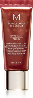Missha M Perfect Cover - Крем ВВ с очень высоким уровнем защиты от УФ-лучей, маленькое упаковочное, 20 мл, оттенок No. 27 Honey Beige SPF 42/PA+++