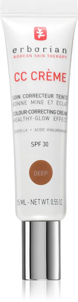 Erborian CC Creme Centella Asiatica - Крем для лица, выравнивающий тон и осветляющий кожу SPF 25, маленькое упаковочное, 15 мл, оттенок Deep