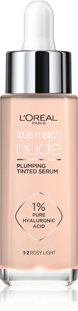 L’Oreal Paris True Match Nude Plumping Tinted Serum - Сыворотка для выравнивания тона кожи, 30 мл, оттенок 1-2 Rosy Light