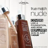 L’Oreal Paris True Match Nude Plumping Tinted Serum - Сыворотка для выравнивания тона кожи, 30 мл, оттенок 3-4 Light Medium — фото 2