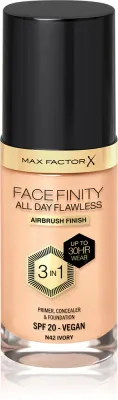 Max Factor Facefinity All Day Flawless - Тональная основа с защитой SPF 20, 30 мл, оттенок 42 Ivory