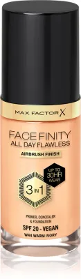 Max Factor Facefinity All Day Flawless - Тональная основа с защитой SPF 20, 30 мл, оттенок 44 Warm Ivory