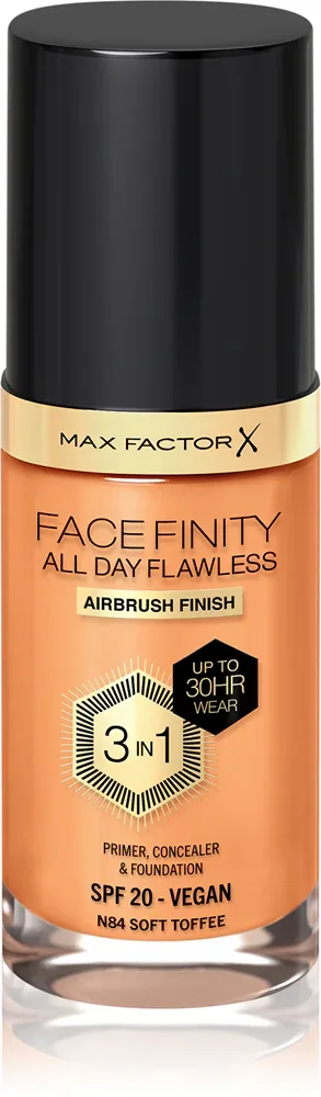 Max Factor Facefinity All Day Flawless - Тональная основа с защитой SPF 20, 30 мл, оттенок 84 Soft Toffee