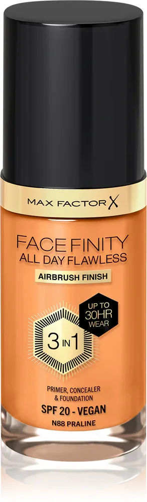 Max Factor Facefinity All Day Flawless - Тональная основа с защитой SPF 20, 30 мл, оттенок 88 Praline