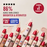 Rimmel Lasting Finish 35H Hydration Boost - Тональный флюид с SPF 20, увлажняющий, 30 мл, оттенок 010 Rose Ivory — фото 6