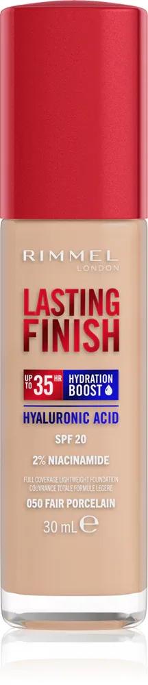Rimmel Lasting Finish 35H Hydration Boost - Тональный флюид с SPF 20, увлажняющий, 30 мл, оттенок 050 Fair Porcelain
