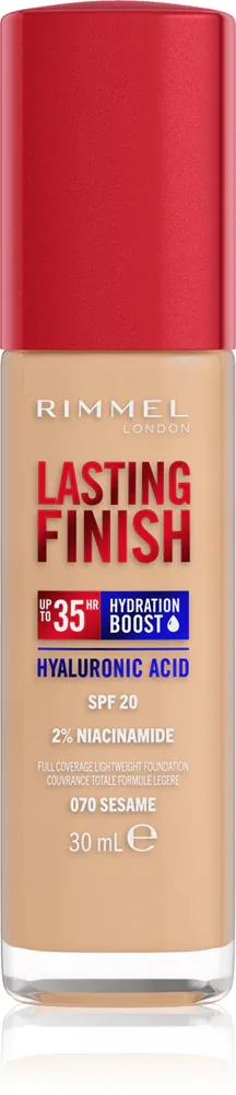 Rimmel Lasting Finish 35H Hydration Boost - Тональный флюид с SPF 20, увлажняющий, 30 мл, оттенок 070 Sesame