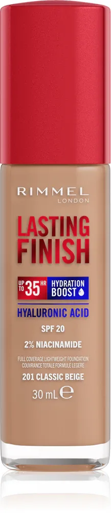 Rimmel Lasting Finish 35H Hydration Boost - Тональный флюид с SPF 20, увлажняющий, 30 мл, оттенок 201 Classic Beige