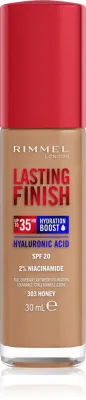 Rimmel Lasting Finish 35H Hydration Boost - Тональный флюид с SPF 20, увлажняющий, 30 мл, оттенок 303 Honey