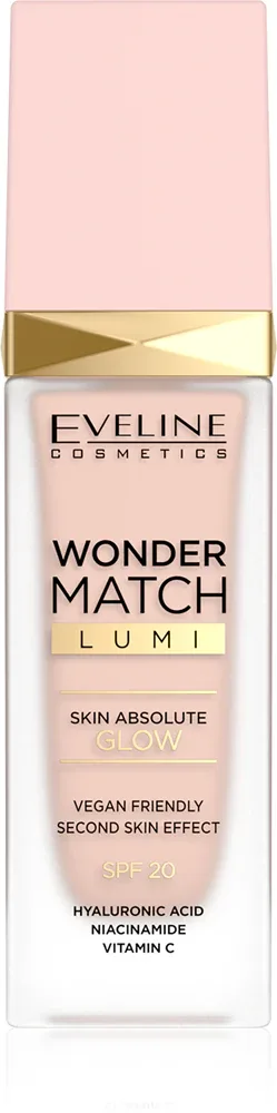 Тональная основа Eveline Cosmetics Wonder Match Lumi увлажняющая, с эффектом сияния, SPF 20, 30 мл, оттенок 05 Light Neutral