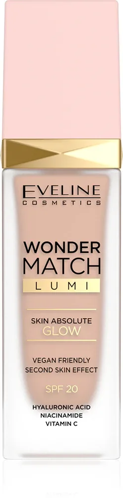 Тональная основа Eveline Cosmetics Wonder Match Lumi увлажняющая, с эффектом сияния, SPF 20, 30 мл, оттенок 15 Natural Neutral