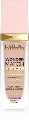 Тональная основа Eveline Cosmetics Wonder Match Lumi увлажняющая, с эффектом сияния, SPF 20, 30 мл, оттенок 15 Natural Neutral