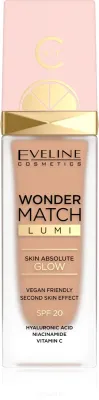 Тональная основа Eveline Cosmetics Wonder Match Lumi увлажняющая, с эффектом сияния, SPF 20, 30 мл, оттенок 25 Sand Beige