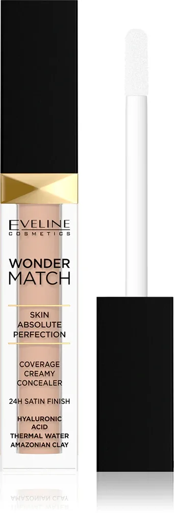 Eveline Cosmetics Wonder Match - Кремовый корректор для лица, который скрывает 24 часа, 7 мл, оттенок 15 Natural Warm