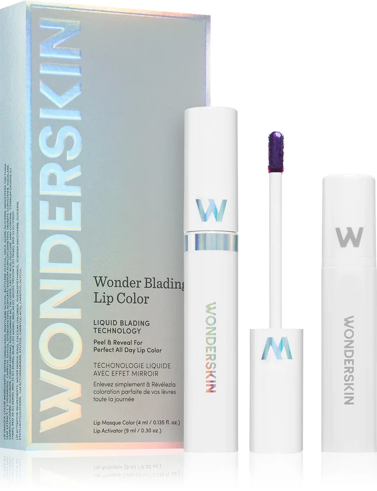 WONDERSKIN Wonder Blading Lip Stain Kit - Помада Peel-Off + активатор оттенка Бургундский красный, 4 мл, оттенок Hayley
