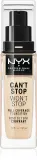 NYX Professional Makeup Can't Stop Won't Stop Full Coverage Foundation - Тональный фонд "Подклад мощно крывающий", 30 мл, оттенок 02 Alabaster — фото 1