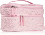 Косметичка BrushArt Accessories Double-layered fluffy make-up bag двухъярусная, плюшевая, с ручкой, 1 шт Light pink — фото 1
