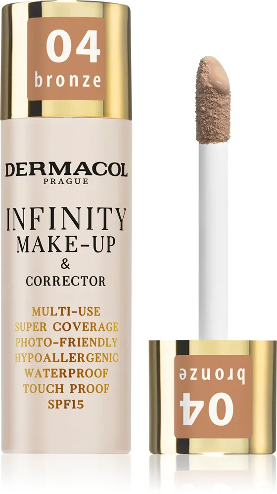 Dermacol Infinity - Тональный фонд с высокой степенью покрытия SPF 15, 20 г, оттенок 04 Bronze