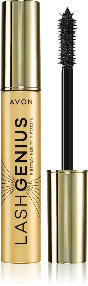 Avon Lash Genius Multitask & Multiply - Тушь для ресниц, утолщающая, подкручивающая и разделяющая ресницы 5 в 1, 10 мл, оттенок Blackest Black