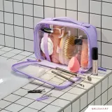 Косметичка BrushArt Accessories Transparent make-up case прозрачная, с двумя отделениями и ручкой, 1 шт — фото 2