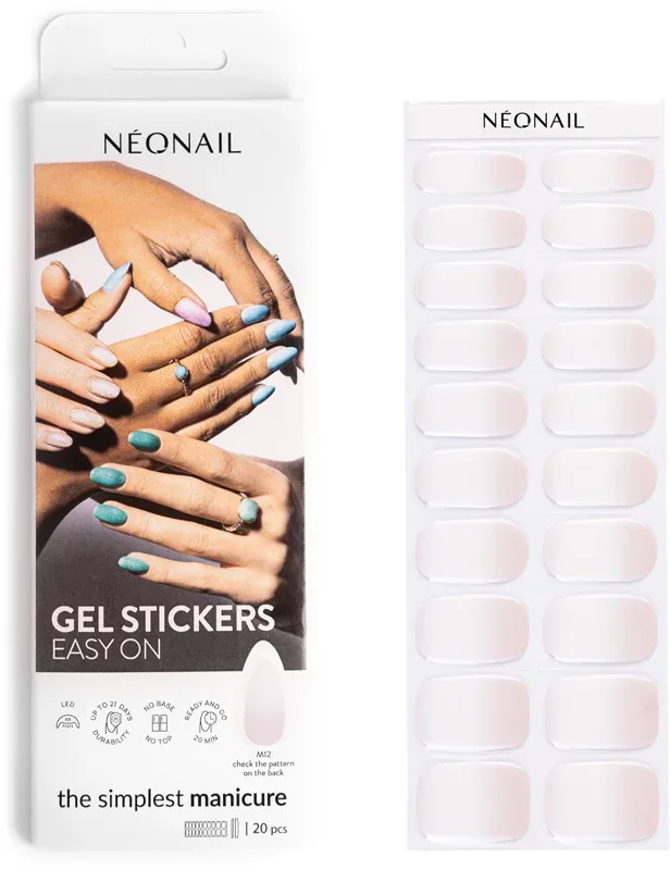 NEONAIL Easy On Gel Stickers - Наклейки на ногти для использования с УФ/Светодиодной лампой, 20 шт, оттенок M12