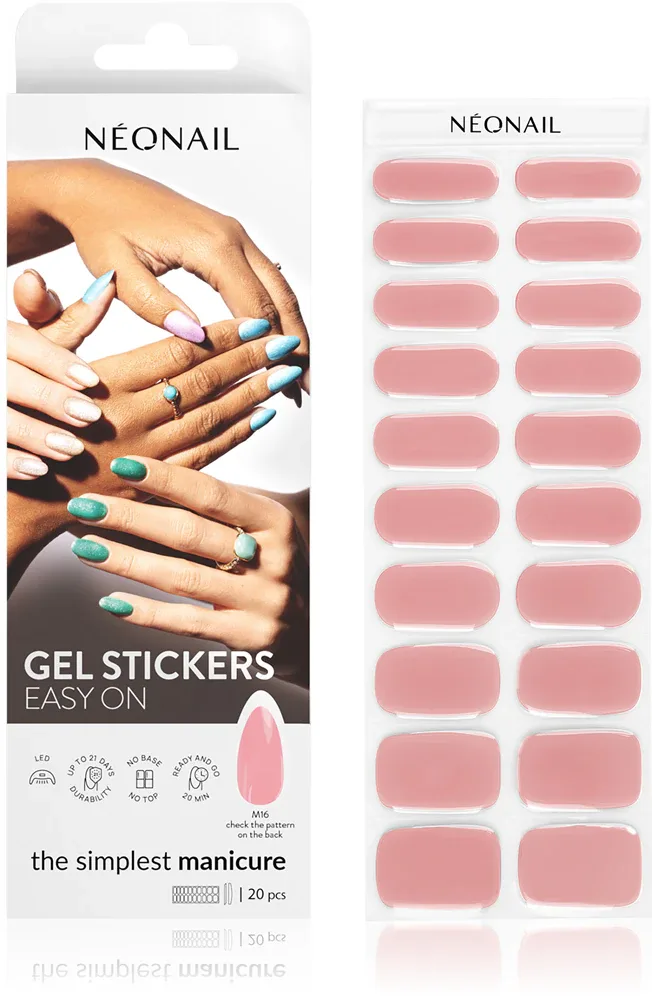 NEONAIL Easy On Gel Stickers - Наклейки на ногти для использования с УФ/Светодиодной лампой, 20 шт, оттенок M16