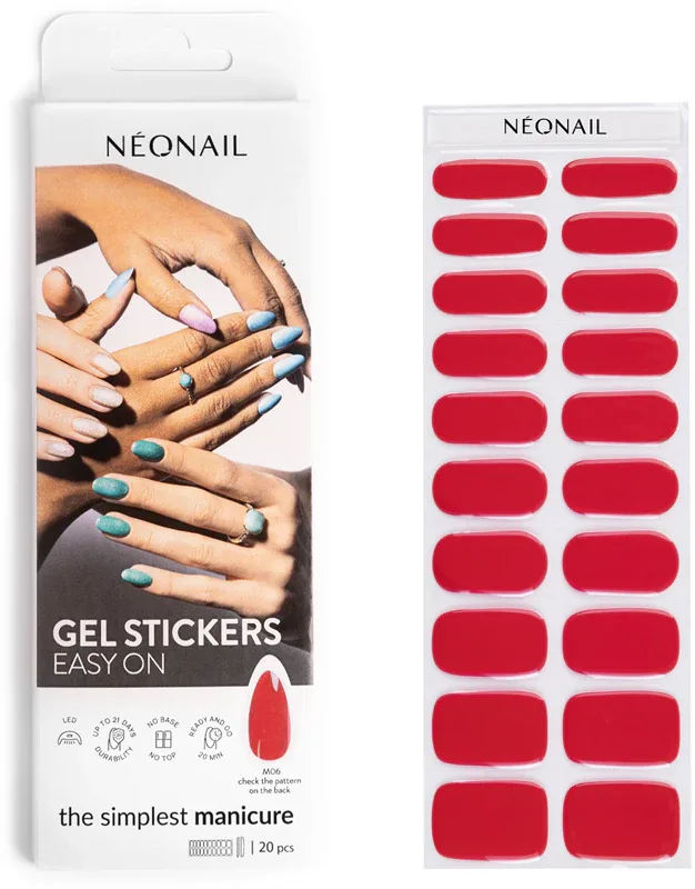 NEONAIL Easy On Gel Stickers - Наклейки на ногти для использования с УФ/Светодиодной лампой, 20 шт, оттенок M06