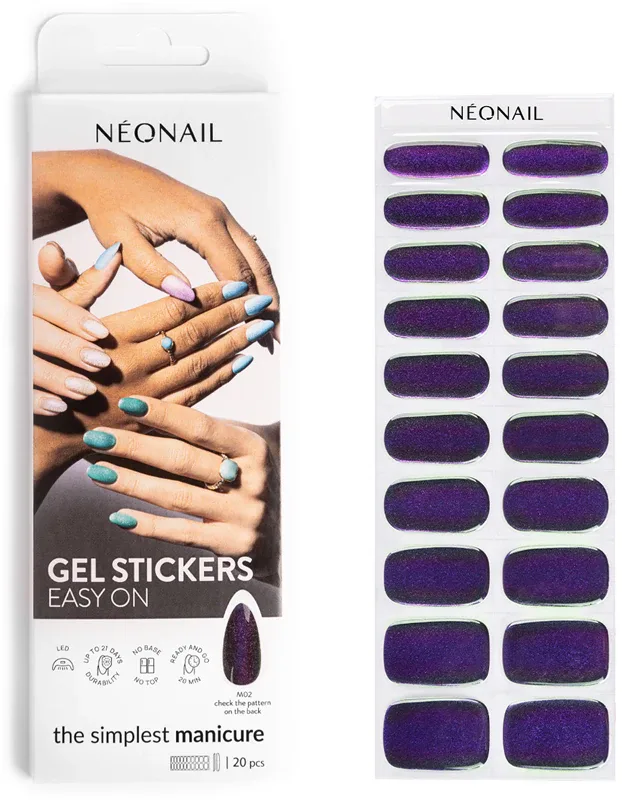 NEONAIL Easy On Gel Stickers - Наклейки на ногти для использования с УФ/Светодиодной лампой, 20 шт, оттенок M02