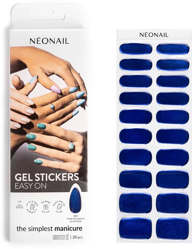 NEONAIL Easy On Gel Stickers - Наклейки на ногти для использования с УФ/Светодиодной лампой, 20 шт, оттенок M01