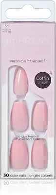 Ногти накладные KISS imPRESS Color Medium самоклеящиеся, средней длины, 30 шт Pink Dream