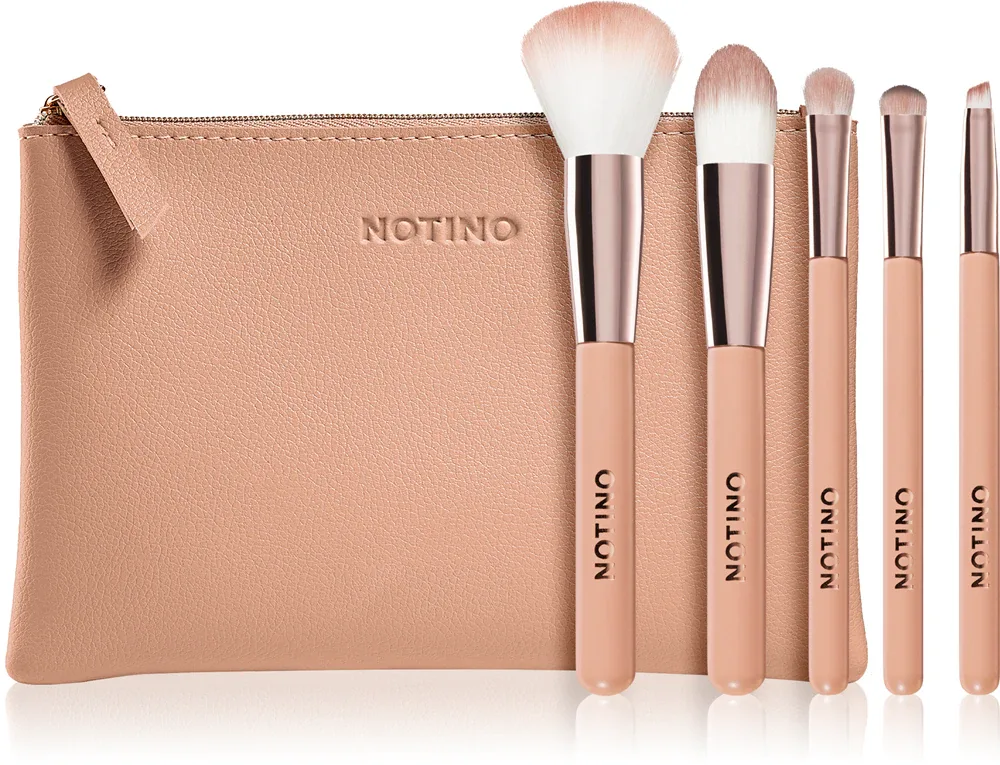 Notino Glamour Collection Travel Brush Set with Pouch - Косметический набор кистей в чехле для путешествий, 1 шт