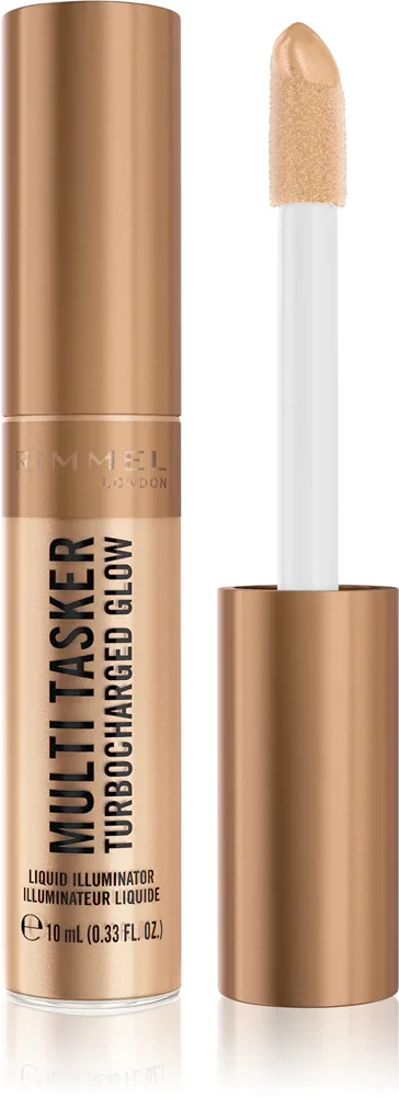 Rimmel Multi-Tasker Turbocharged Glow - Жидкий хайлайтер для лица, 10 мл, оттенок 008 It's Giving Bronze