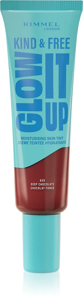 Rimmel Kind & Free Glow It Up - Легкое увлажняющее тональное средство, 30 мл, оттенок 605 Deep Chocolate