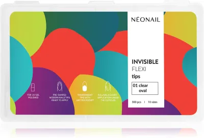Типсы для моделирования ногтей NEONAIL Flexi Tips Invisible, 300 шт