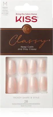 Ногти накладные KISS Classy Nails Cozy Meets Cute с эффектом гелевого маникюра, с клеем, 28 шт
