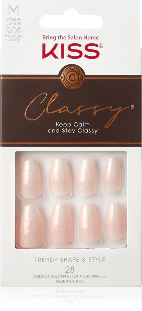 Ногти накладные KISS Classy Nails Cozy Meets Cute с эффектом гелевого маникюра, с клеем, 28 шт