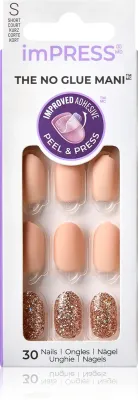 Ногти накладные KISS imPRESS The No Glue Mani Short самоклеящиеся, короткой длины, 30 шт Evanesce