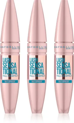 MAYBELLINE NEW YORK Lash Sensational - Водостойкая тушь для ресниц, удлиняющая, подкручивающая и придающая объем оттенок Черный, 3 мл