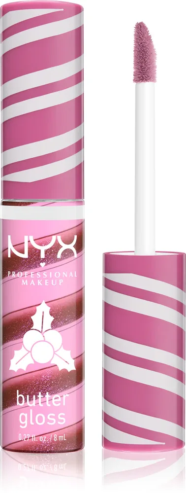 NYX Professional Makeup Holiday Butter Gloss - Блеск для губ, 8 мл, оттенок 04 Holly Berry Swirl