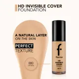 flormar HD Invisible Cover Foundation - Легкое тональное средство с эффектом сияния SPF 30, 30 мл, оттенок 80 Soft Beige — фото 3