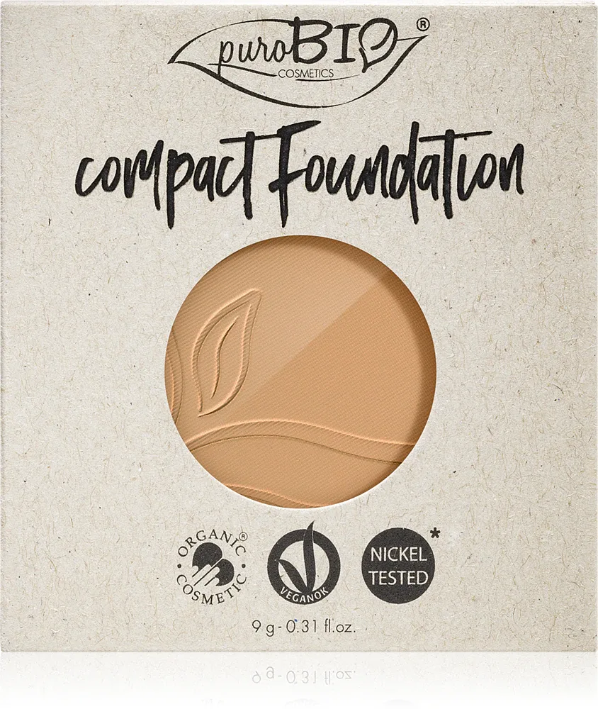 puroBIO Cosmetics Compact Foundation - Компактное порошковое тональное основание сменный картридж SPF 10, 9 г, оттенок 03