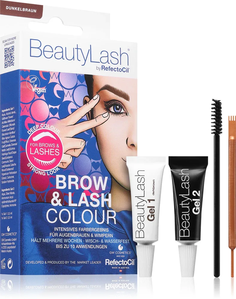 Краска для бровей и ресниц RefectoCil BeautyLash Brow Lash Colour стойкая, коричневая, 1 шт, оттенок Dark Brown