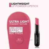 flormar Lightweight Lip Powder Lipstick - Трендовая помада с матовым эффектом, 3 г, оттенок 011 Pink for Night — фото 3