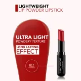 flormar Lightweight Lip Powder Lipstick - Трендовая помада с матовым эффектом, 3 г, оттенок 017 This Night — фото 3