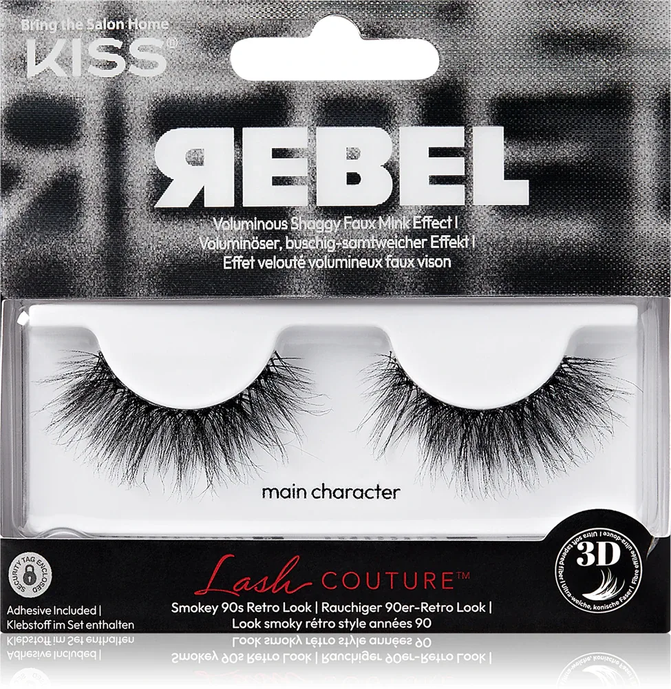 Накладные ресницы KISS Rebel с клеем в комплекте, 2 шт
