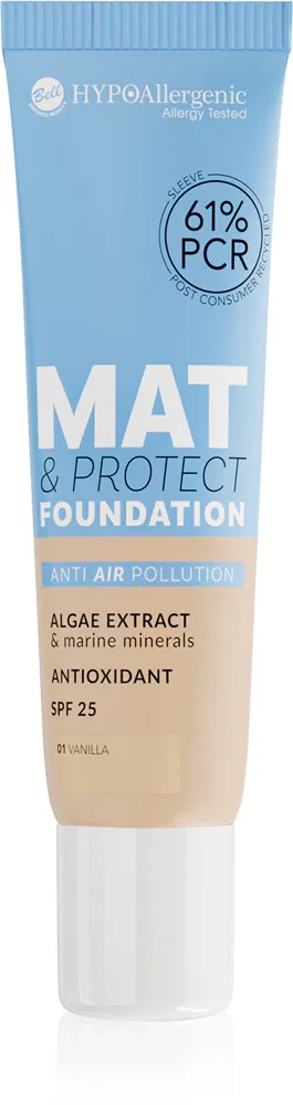 Bell HYPOallergenic Mat & Protect - Долговременное матирующее тональное средство SPF 25, 30 г, оттенок 01 Vanilla
