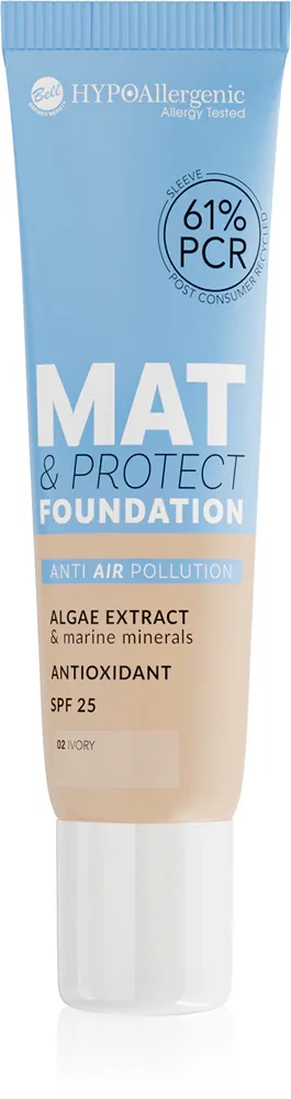 Bell HYPOallergenic Mat & Protect - Долговременное матирующее тональное средство SPF 25, 30 г, оттенок 02 Ivory
