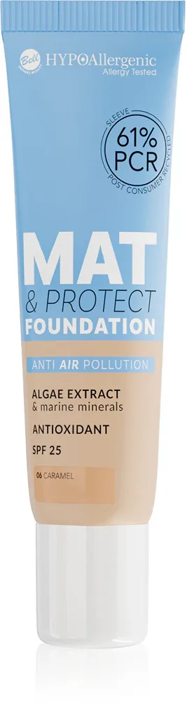 Bell HYPOallergenic Mat & Protect - Долговременное матирующее тональное средство SPF 25, 30 г, оттенок 06 Caramel