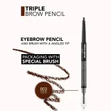 flormar Triple Brow Pencil - Карандаш для бровей 3 в 1, 0.75 г, оттенок 003 Coffee — фото 3