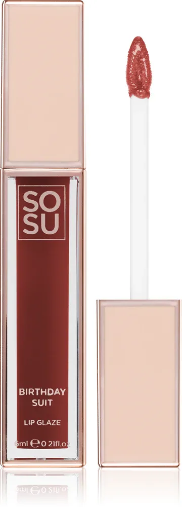 SOSU Cosmetics Satin Lip Glaze - Увлажняющий блеск для губ, 6 мл, оттенок Birthday Suit
